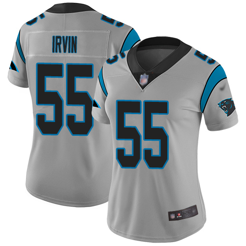 Carolina Panthers Limited Silver Women Bruce Irvin Jersey NFL Football #55 Inverted Legend->women nfl jersey->Women Jersey